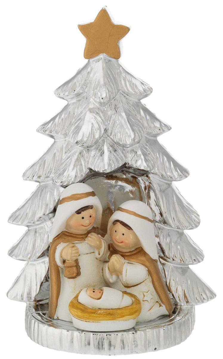 Albero argentato h. 12,5 con minipresepe h. 5